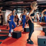 Participants testing H&M Move activewear during a group workout in London