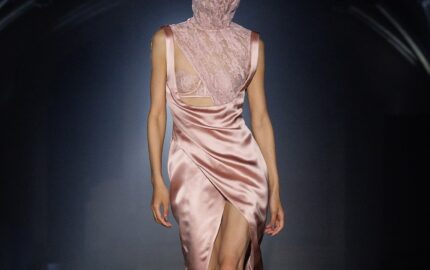 Alexander McQueen Spring Summer 2027 press look from the London Fashion Week return