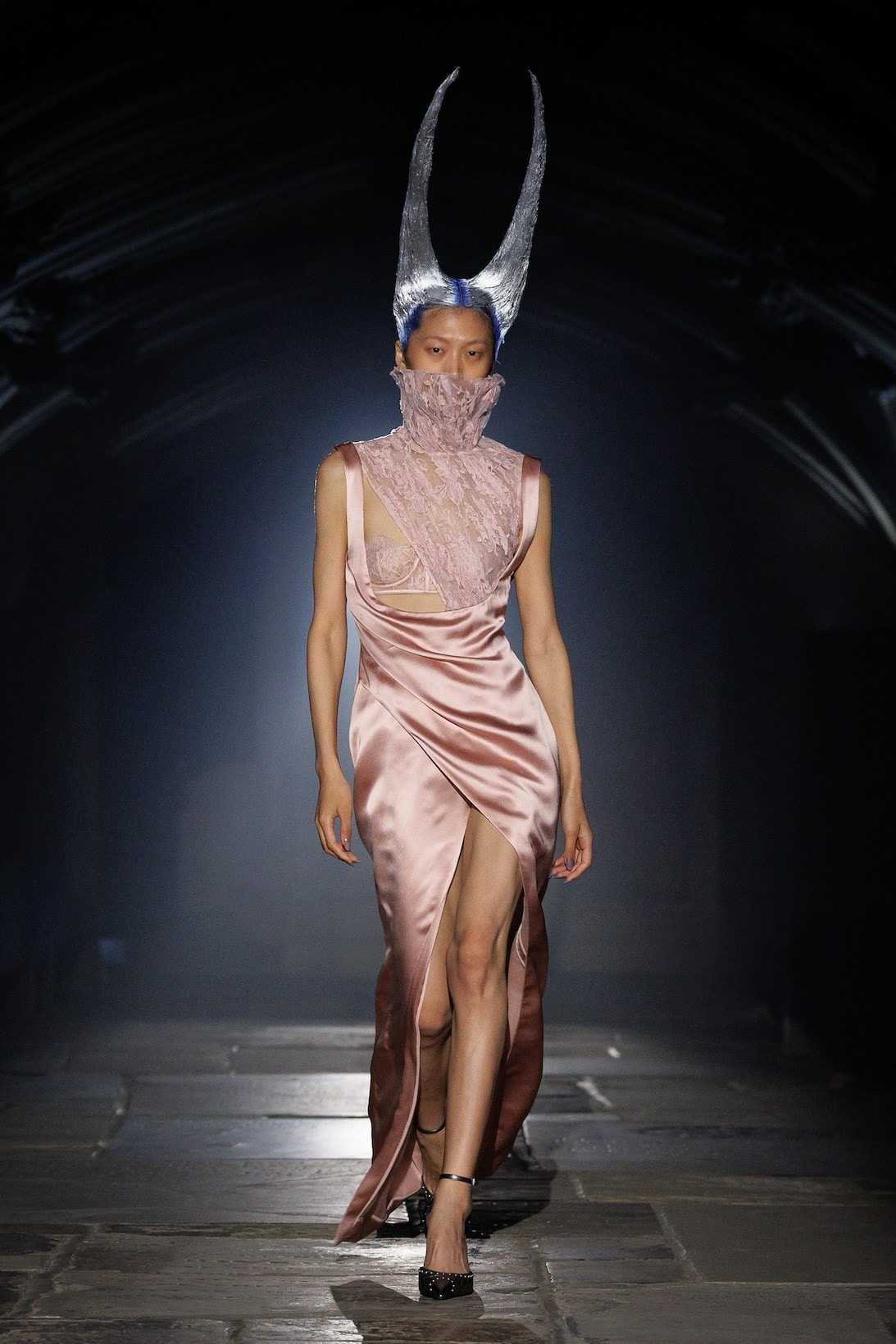 Alexander McQueen Spring Summer 2027 press look from the London Fashion Week return