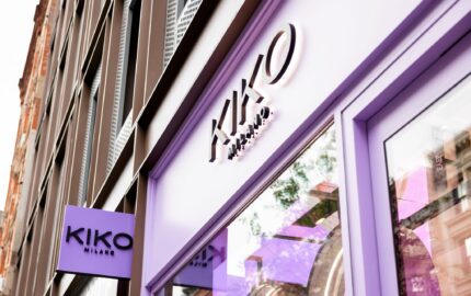 KIKO Milano SoHo storefront decorated for its opening