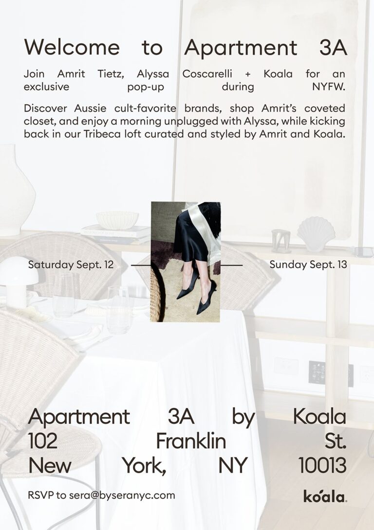 Invitation for Koala Apartment 3A during New York Fashion Week, September 12 and 13, 2026