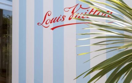 Blue-and-white Louis Vuitton display at the Saint-Tropez family summer event
