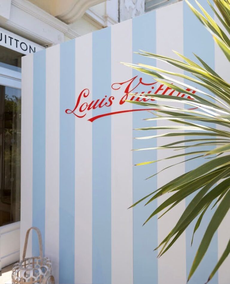 Blue-and-white Louis Vuitton display at the Saint-Tropez family summer event