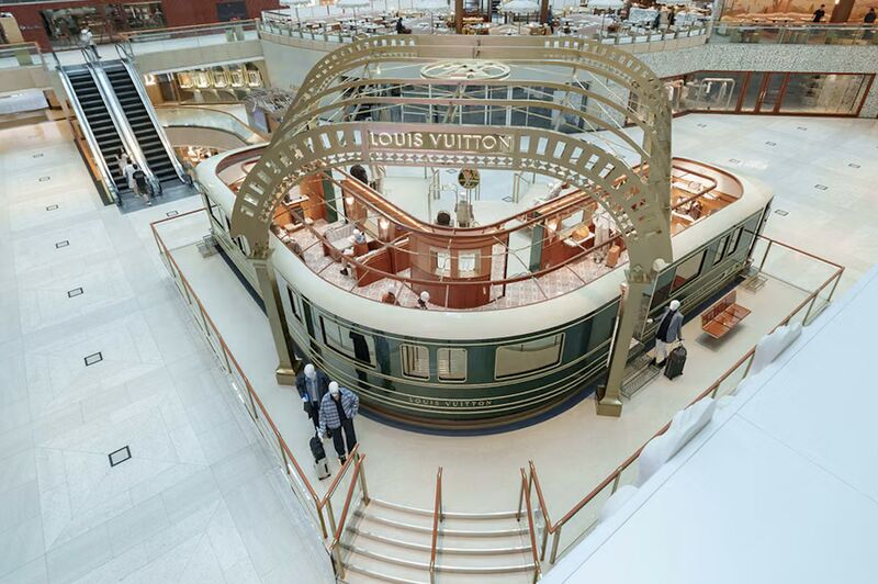 Louis Vuitton — train-themed Landmark Atrium pop-up — photograph 3