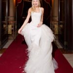Cait Bailey Carbone wearing a custom ivory Ludovic de Saint Sernin gown in Palermo
