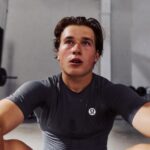 Hockey player Macklin Celebrini in lululemon training apparel