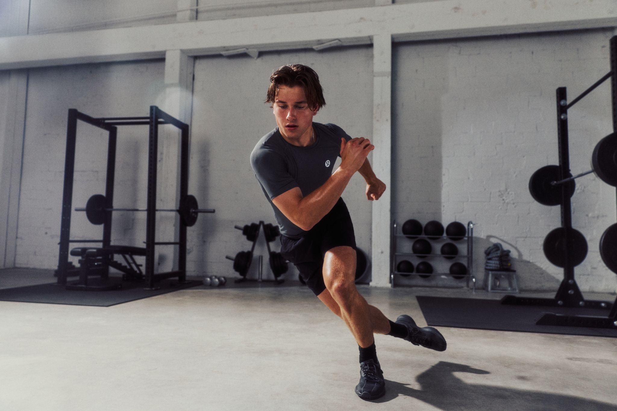 Macklin Celebrini training in lululemon apparel