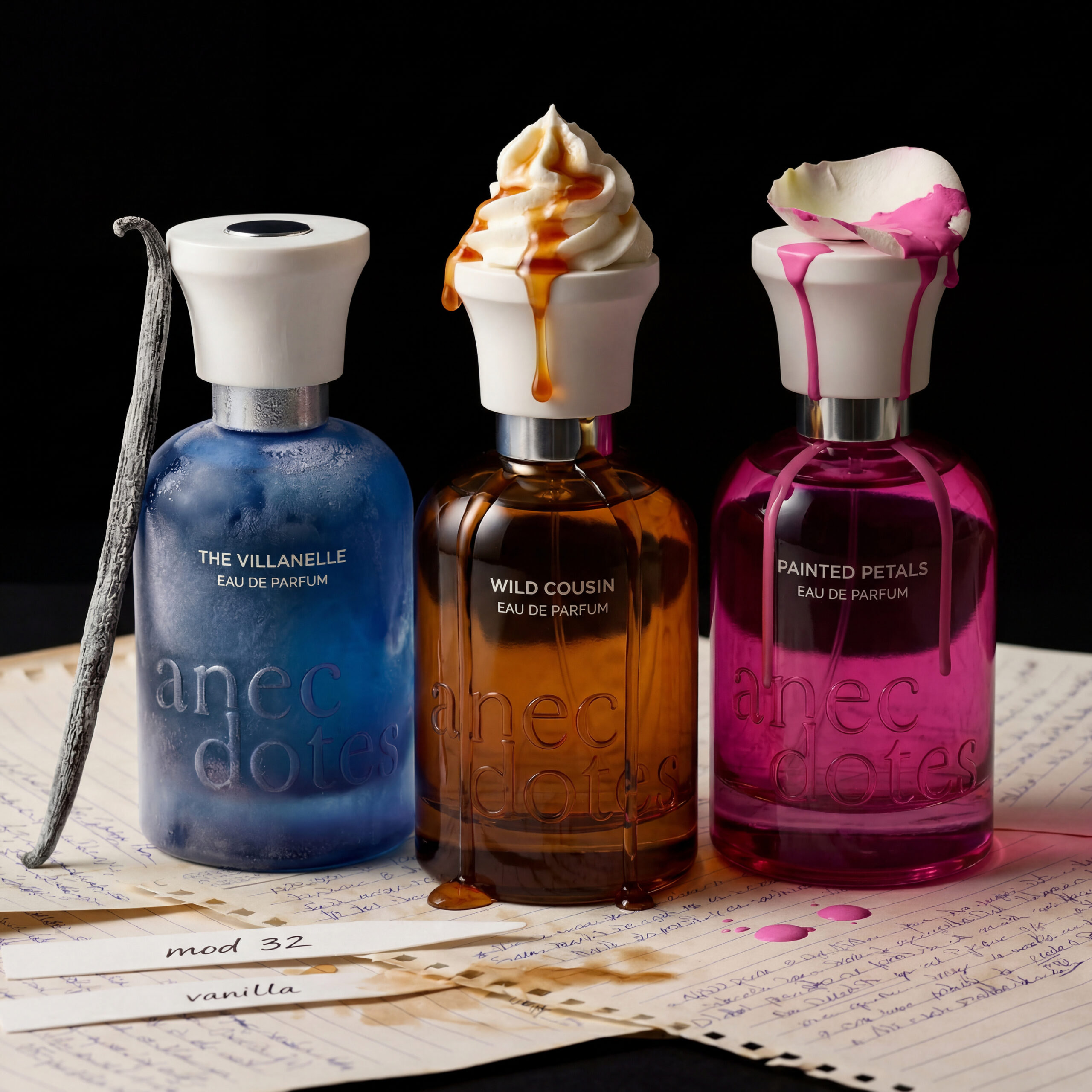 Three Anecdotes by Artists fragrance bottles.