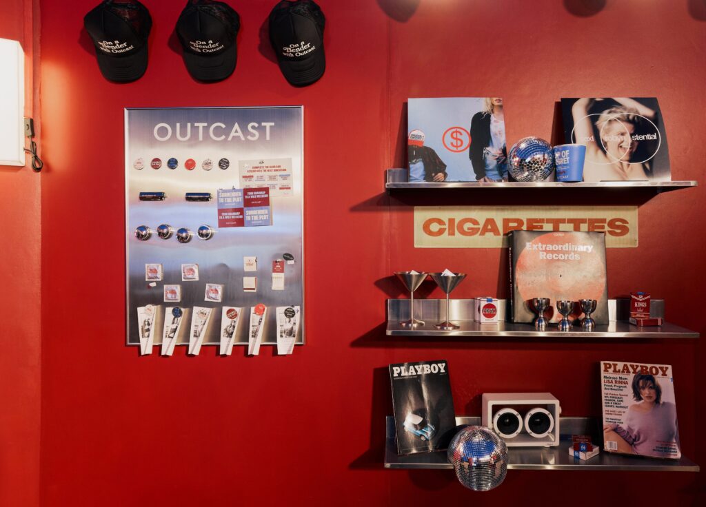 Merch board & chrome shelves night at Outcast Clothing’s Portola Festival pop-up