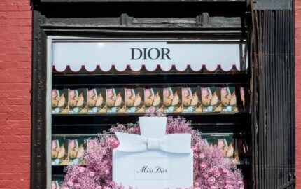 Miss Dior floral display in the window of Casa Magazines in New York