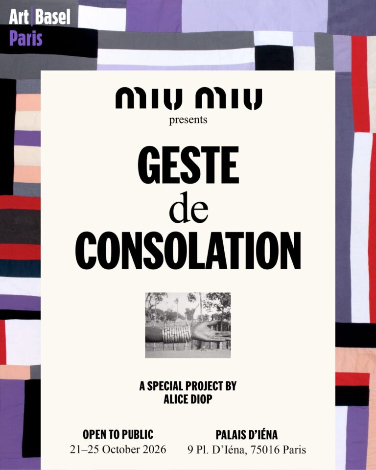 Miu Miu Geste de Consolation exhibition announcement with Paris venue and dates