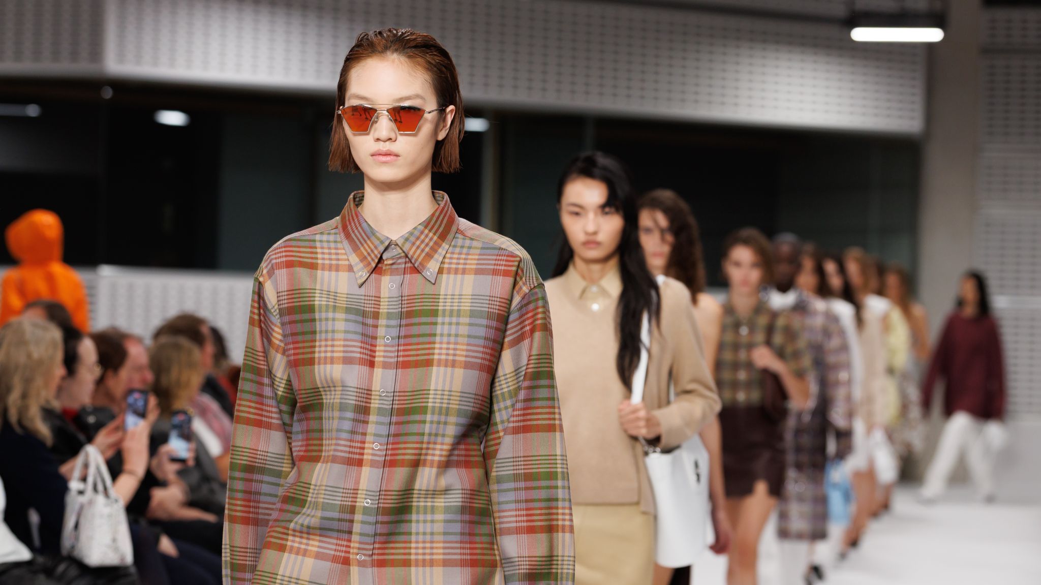 Models on the runway at the Mulberry by Christopher Kane debut show in London
