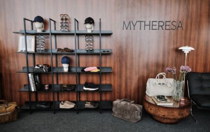 Mytheresa men's shopping lounge and merchandise display at The Bridge Golf Club