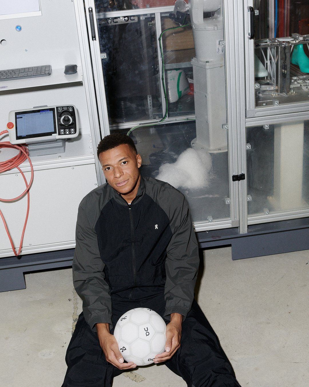 Sydney Schertenleib with a football at On Labs