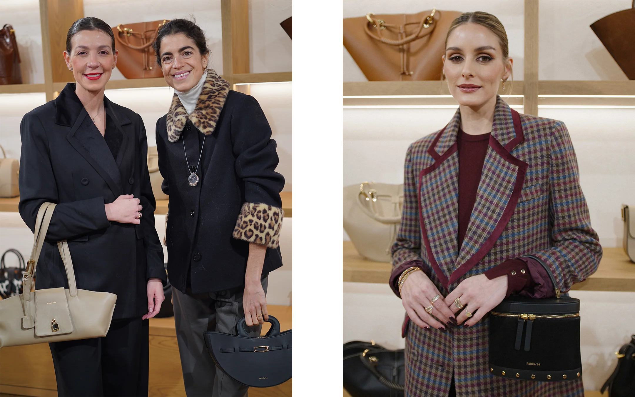 Guests with PARIS/64 handbags at the brand's New York store opening
