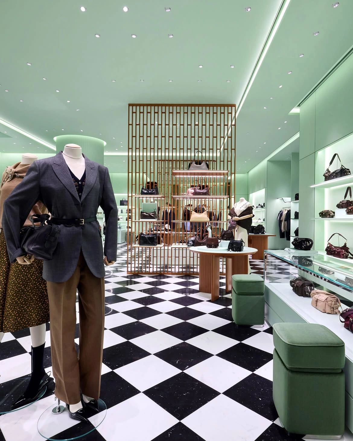 Prada bags, mannequins and marble flooring inside the K11 MUSEA boutique