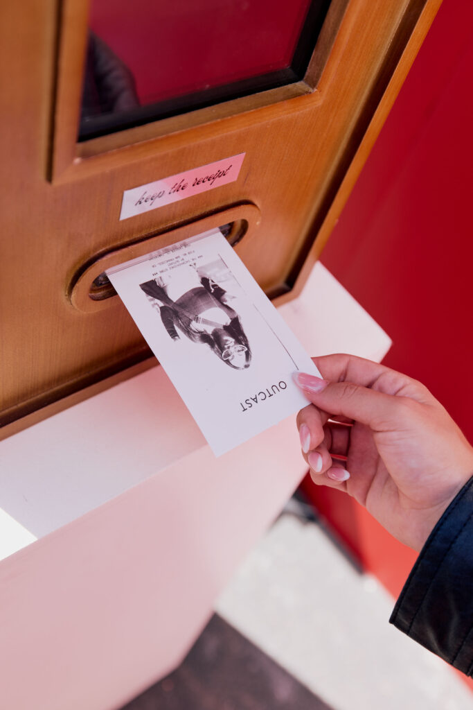 Receipt print out detail at Outcast Clothing’s Portola Festival pop-up