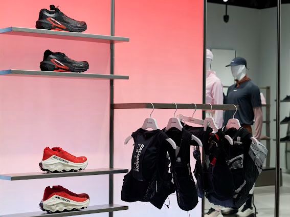 Salomon footwear and backpacks on display at Liverpool ONE