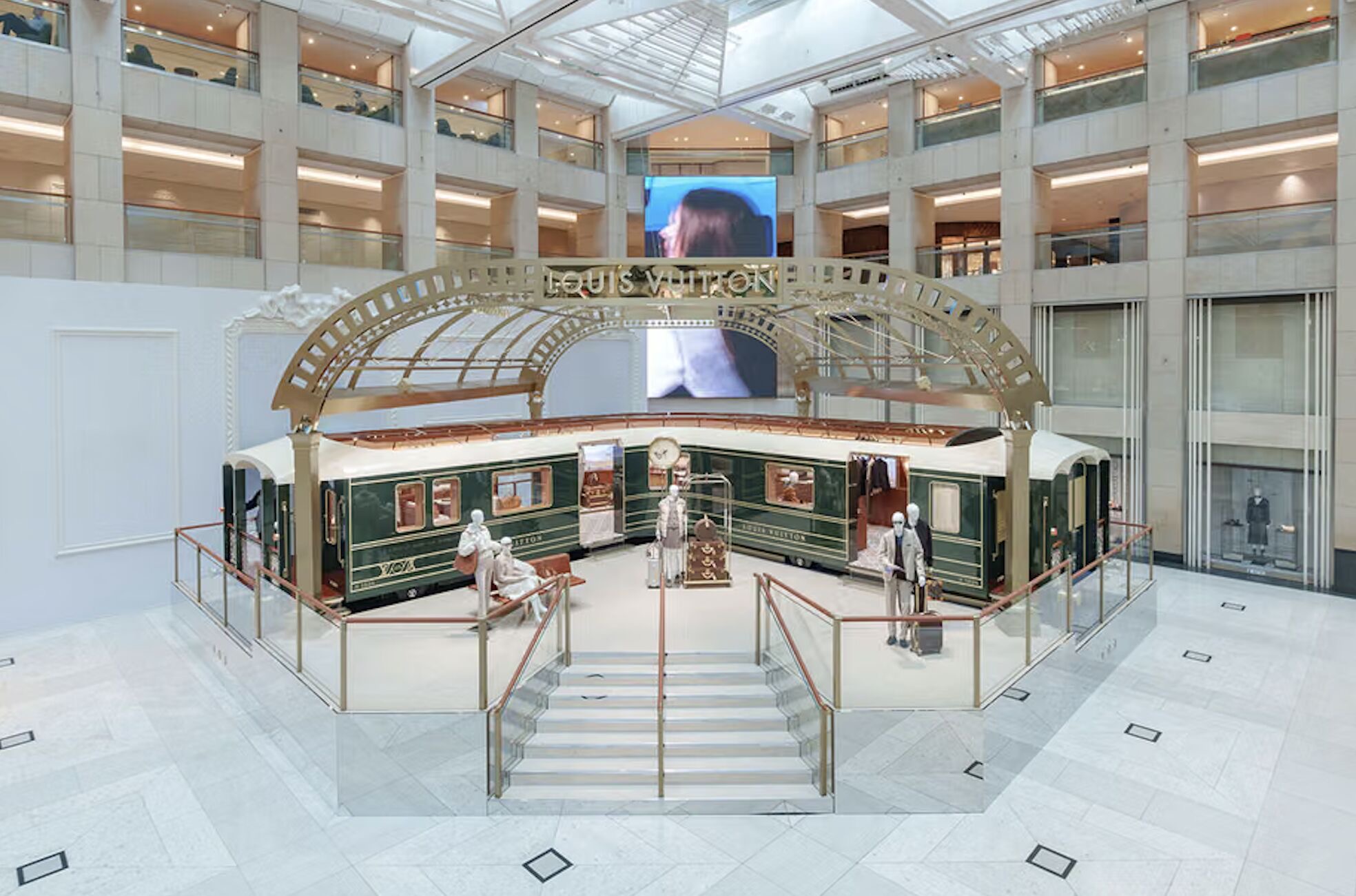 Louis Vuitton train-themed pop-up in Hong Kong's Landmark Atrium