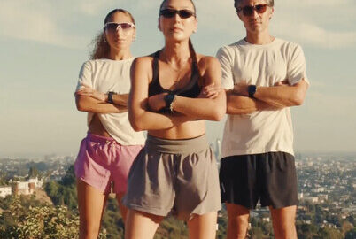 Three runners on a hillside in Salomon’s Gravelanza Los Angeles film