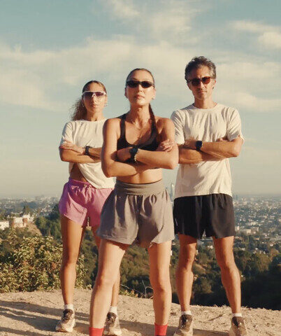 Three runners on a hillside in Salomon’s Gravelanza Los Angeles film