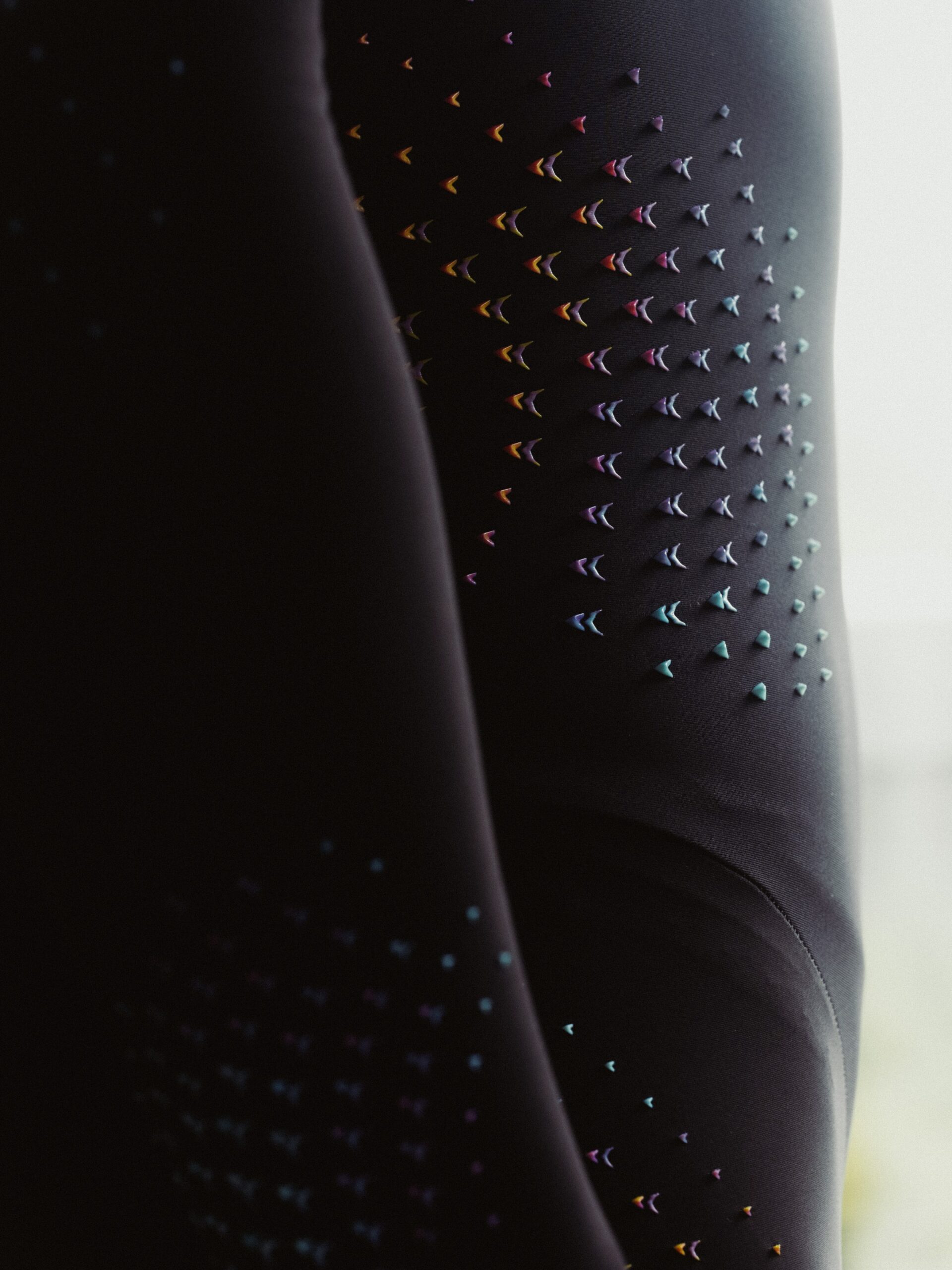 Detail of the Nike speed suit fabric and vortex generators