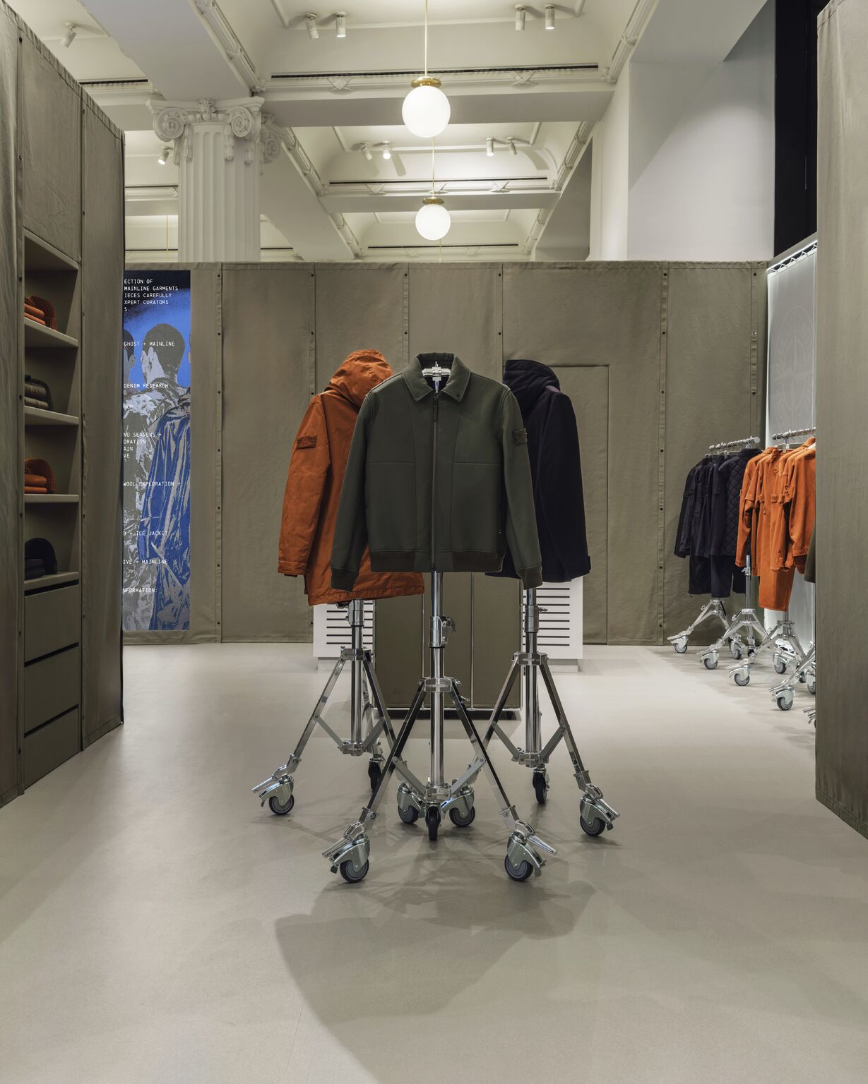 Stone Island collector archive display at Selfridges