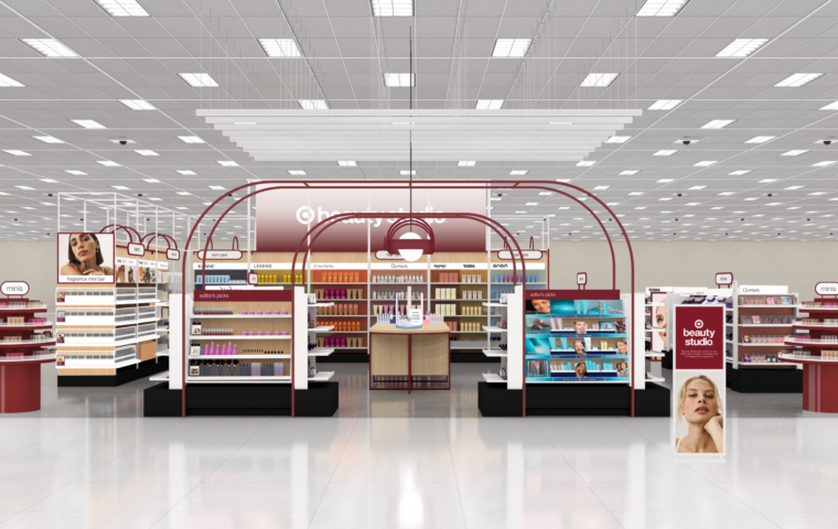 Rendering of the Target Beauty Studio prestige beauty destination inside a Target store