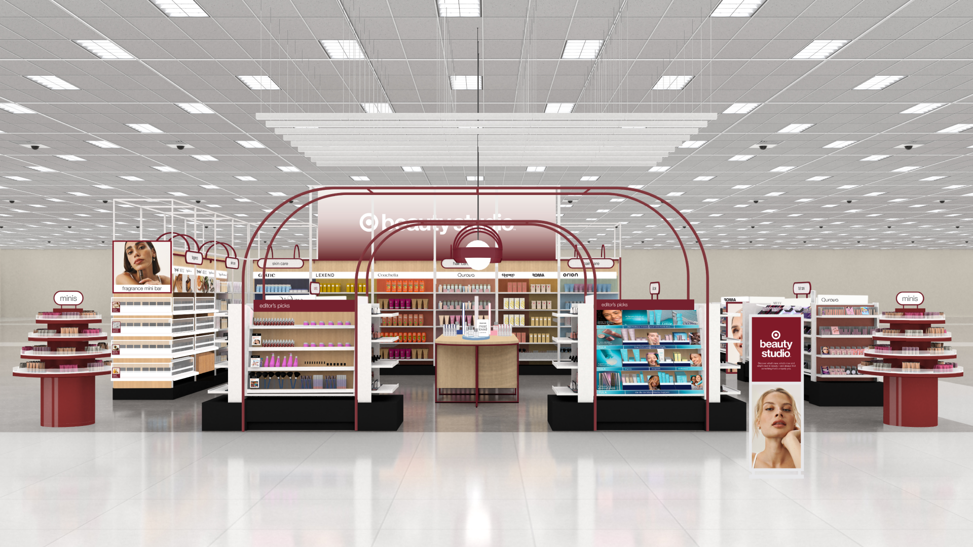 Rendering of the Target Beauty Studio prestige beauty destination inside a Target store