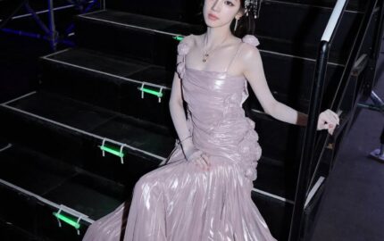 Song Yuqi wearing a custom Tory Burch gown for her Macao performance