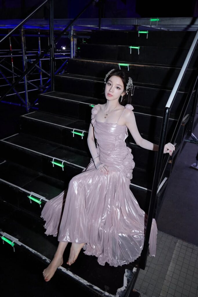 Song Yuqi wearing a custom Tory Burch gown for her Macao performance