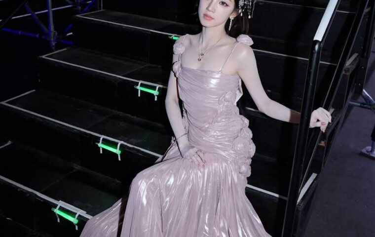 Song Yuqi wearing a custom Tory Burch gown for her Macao performance