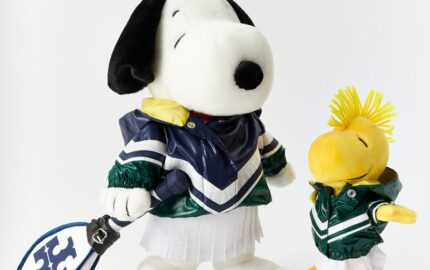 Snoopy and Woodstock in Tory Burch tennis-inspired custom outfits