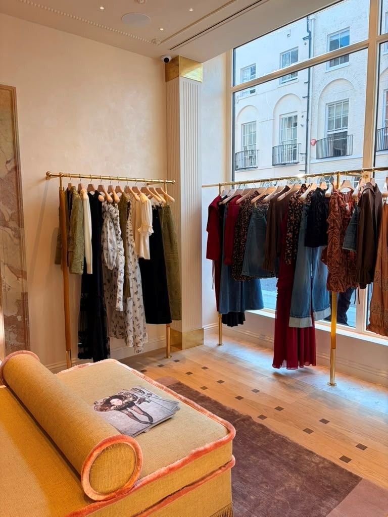 Clothing rails inside the Ulla Johnson London flagship