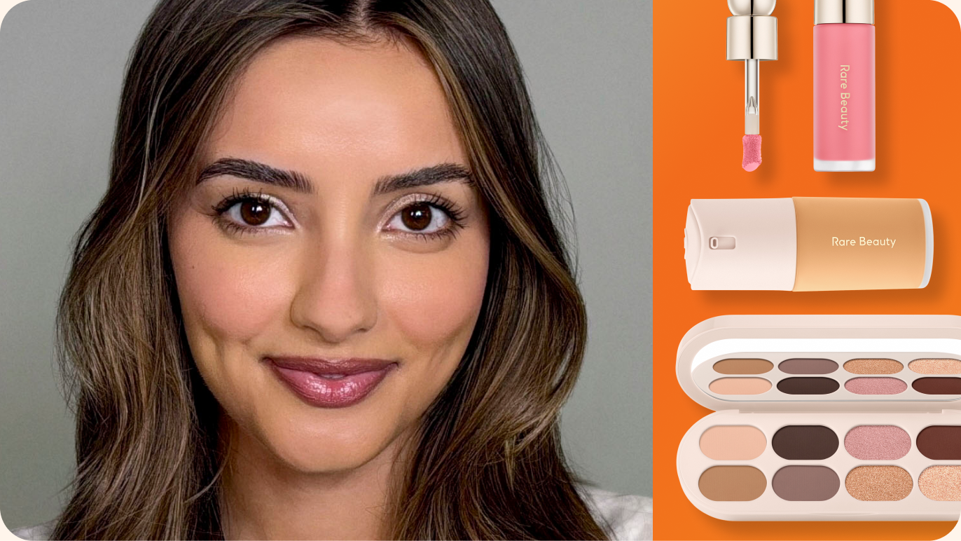 Model wearing a Rare Beauty makeup look in Ulta Beauty's 2026 Homecoming campaign