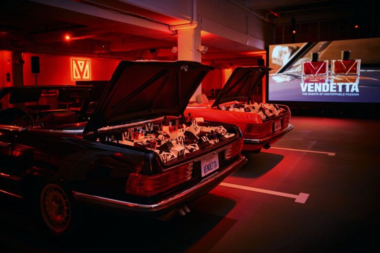 Valentino Beauty Vendetta installation at its London Soho event