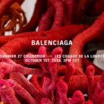 Balenciaga Summer 2027 show announcement with red coral motif and October 1 date