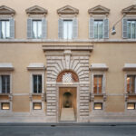 Front facade and entrance of the Massimo Dutti Rome flagship at Palazzo Ruspoli