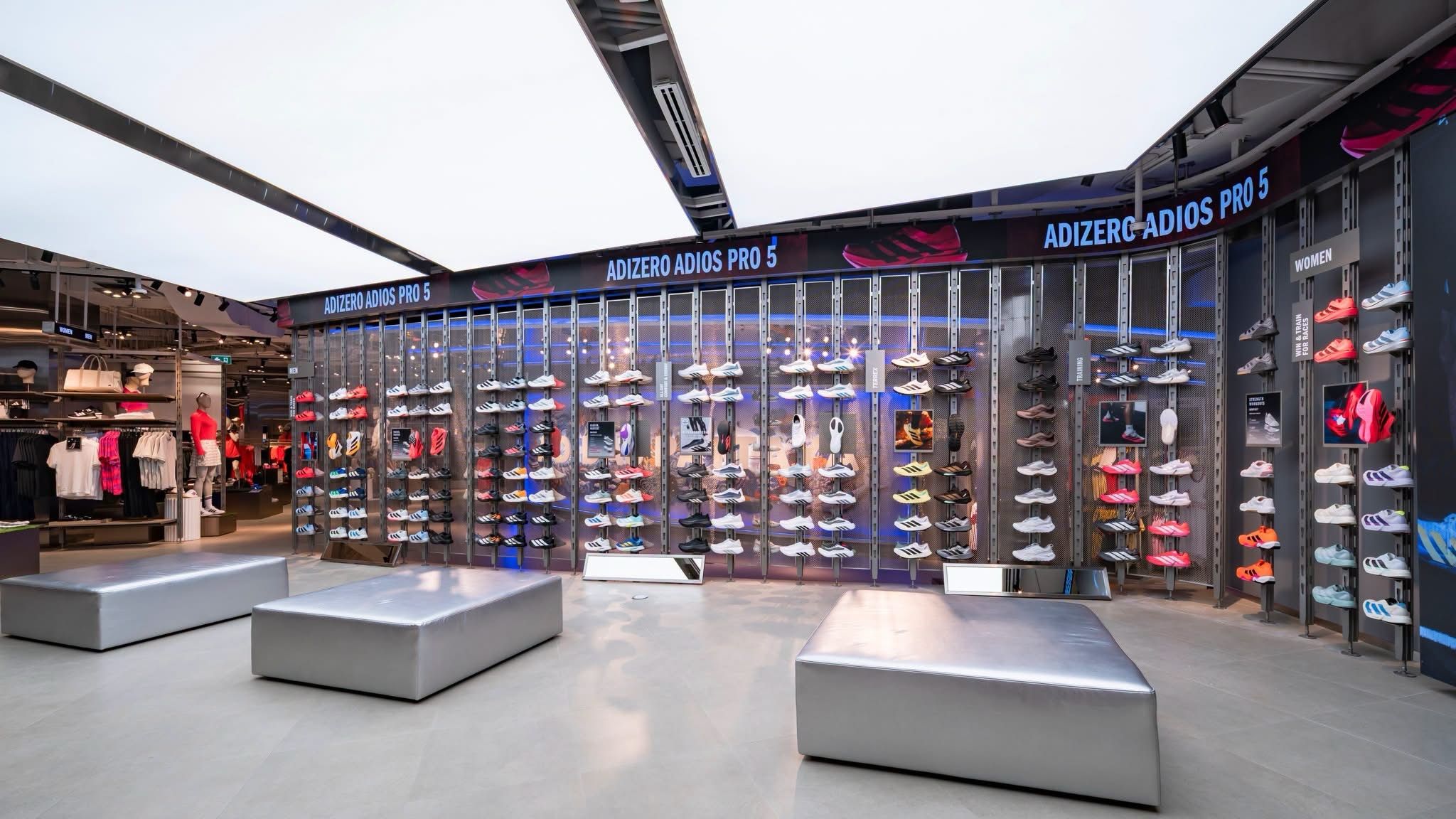 Footwear display wall inside adidas Central Pattaya