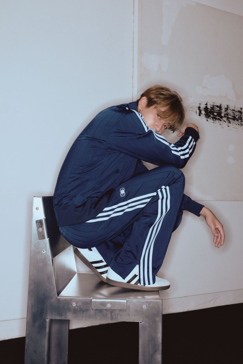 BamBam wearing blue adidas tracksuit