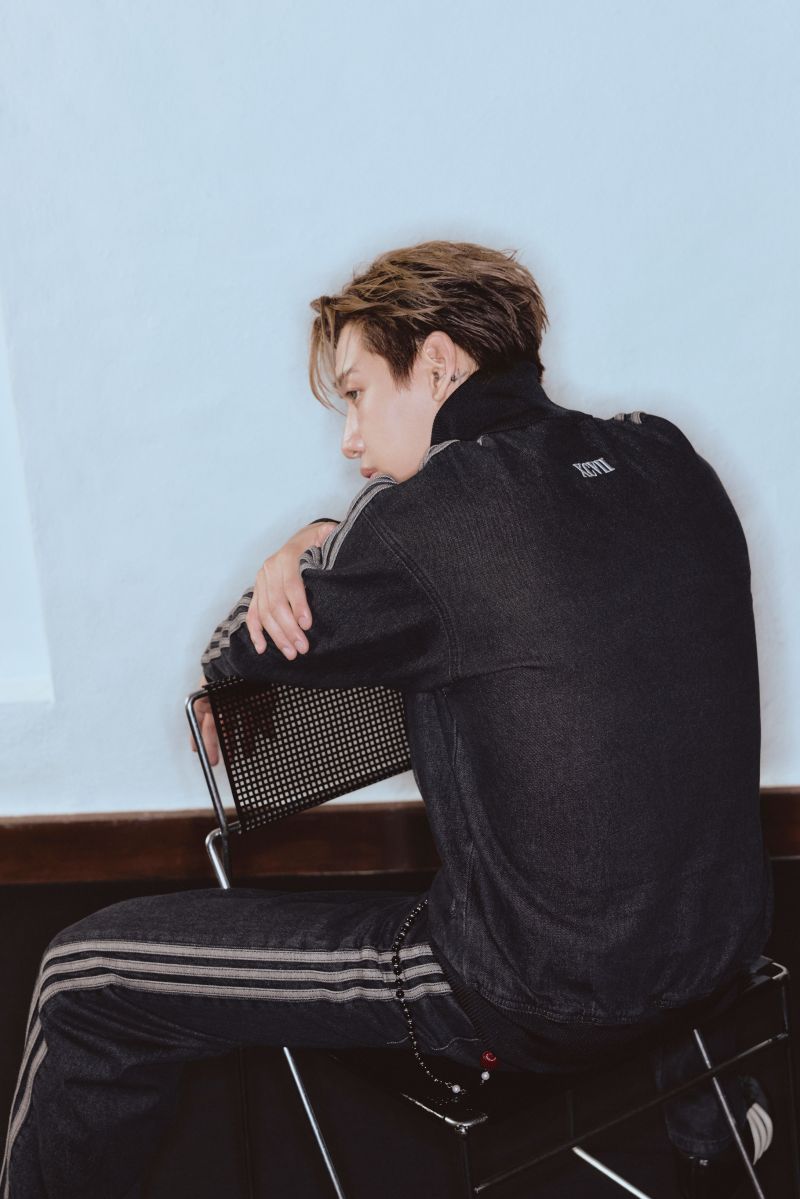 Black denim jacket in BamBam adidas collection
