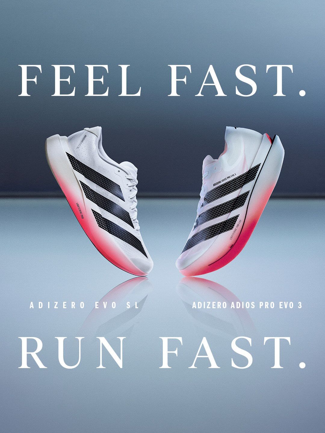 adidas running shoes against a blue background
