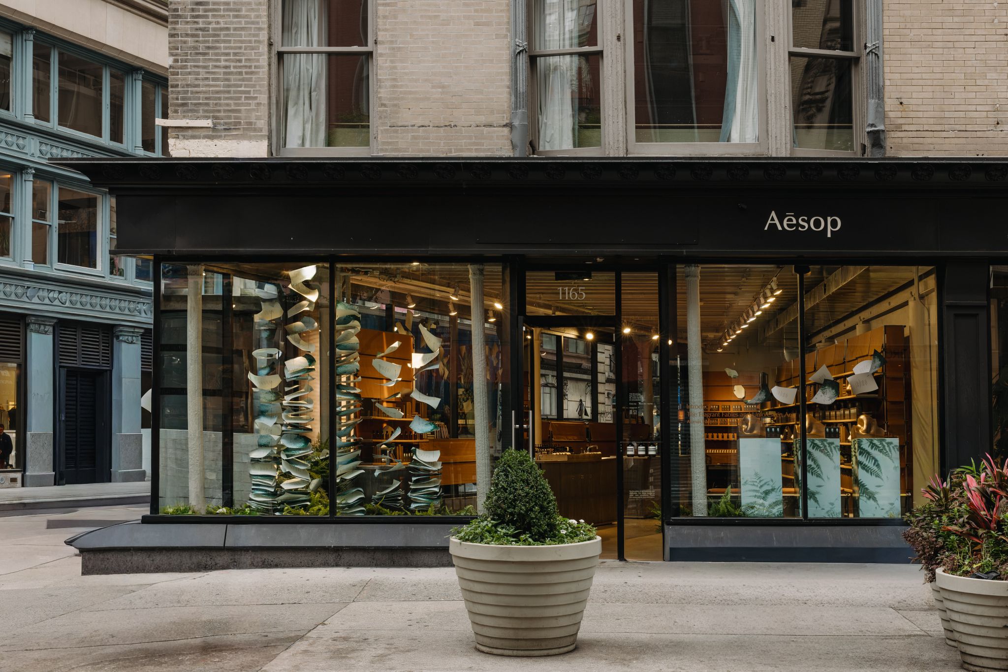 Aesop storefront with a Fragrant Fables installation