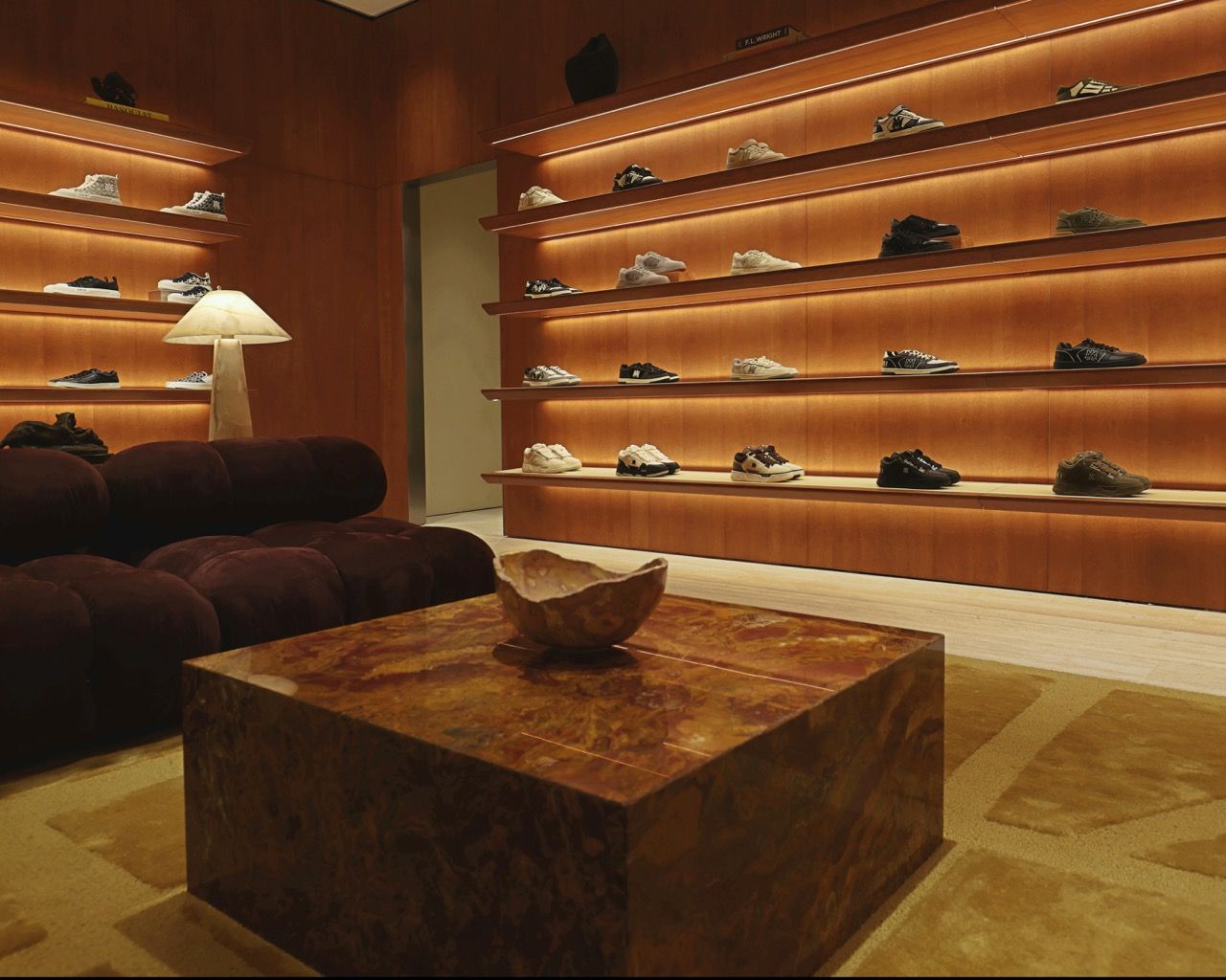 AMIRI boutique interior with residential-style furnishings