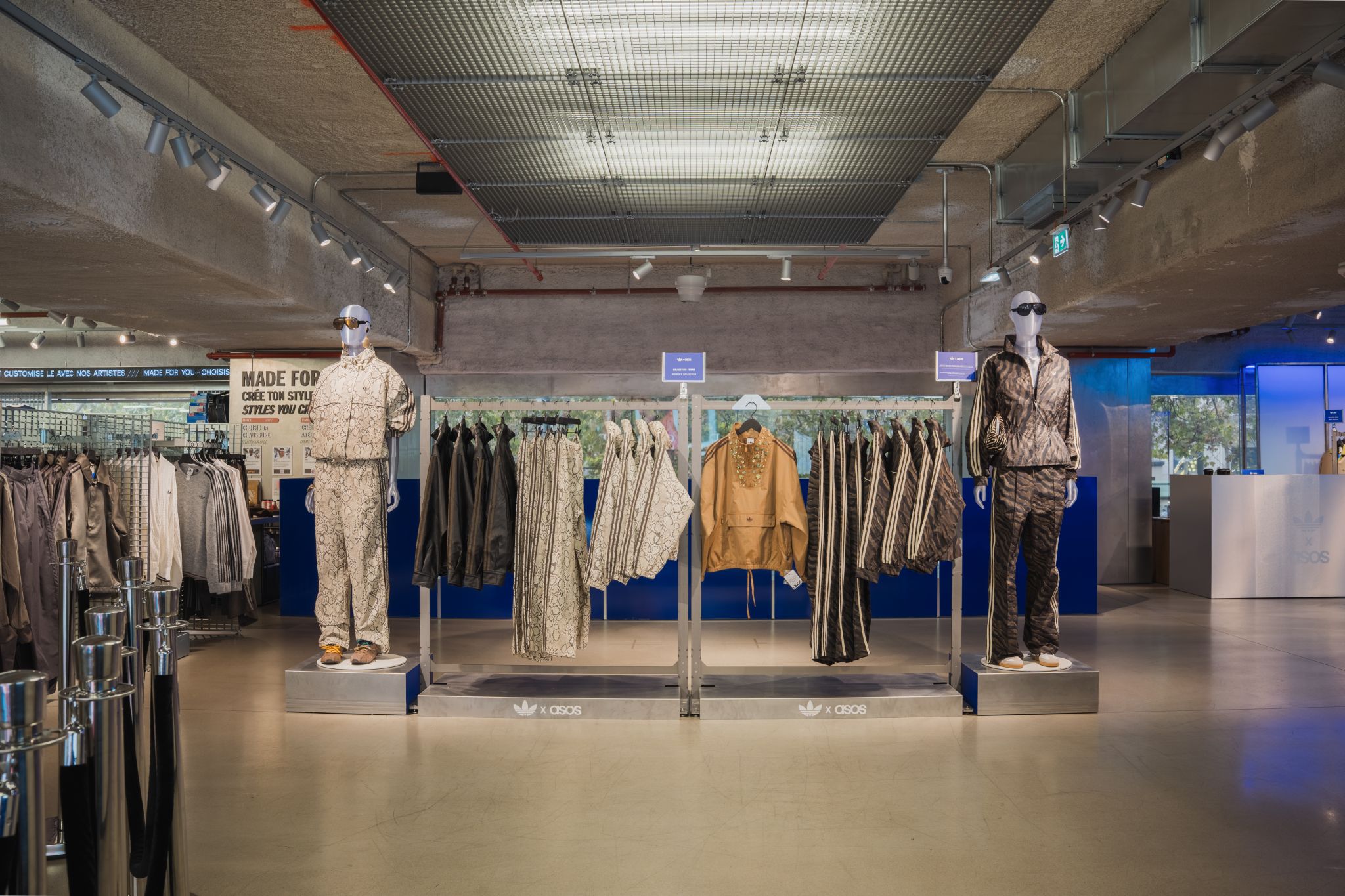 ASOS and adidas collection rails in the Paris pop-up