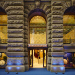 Stone facade and arched windows of Bang & Olufsen at Martin Place in Sydney