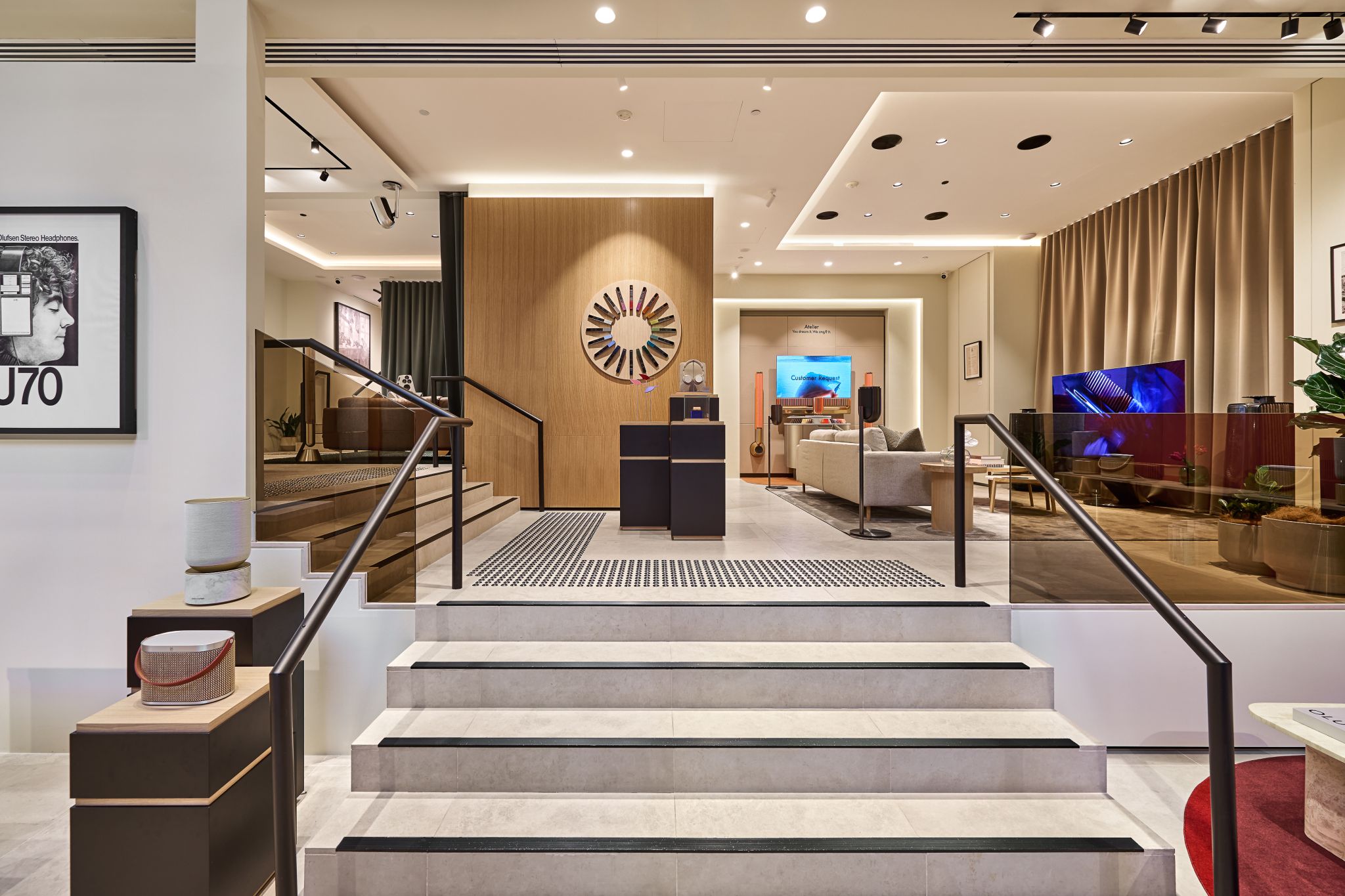 Steps leading into the Bang & Olufsen Martin Place interior