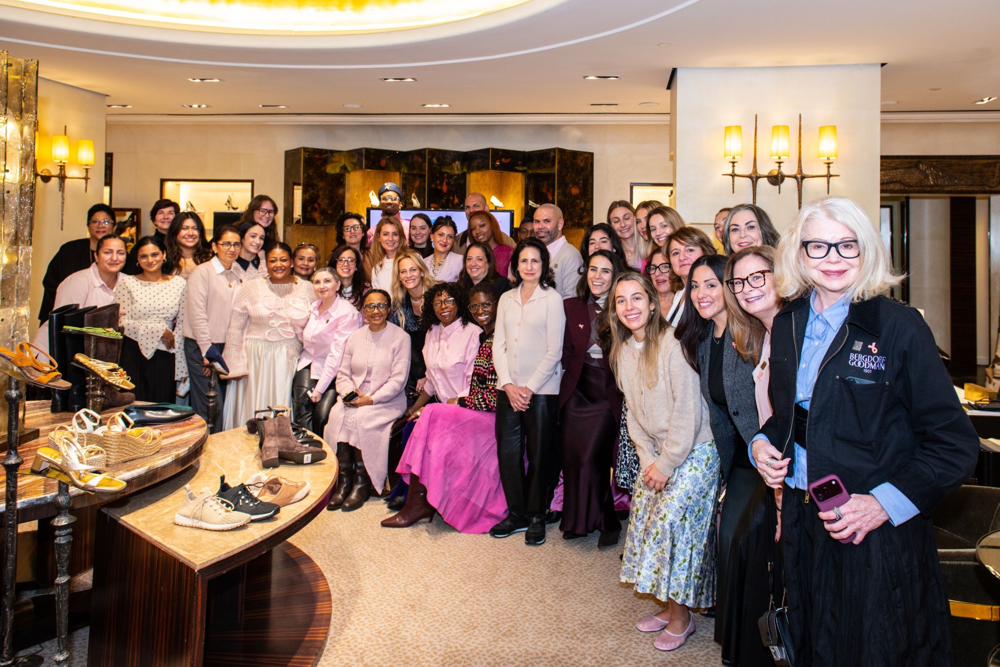 Bergdorf Goodman colleagues gathered for the breast cancer awareness event
