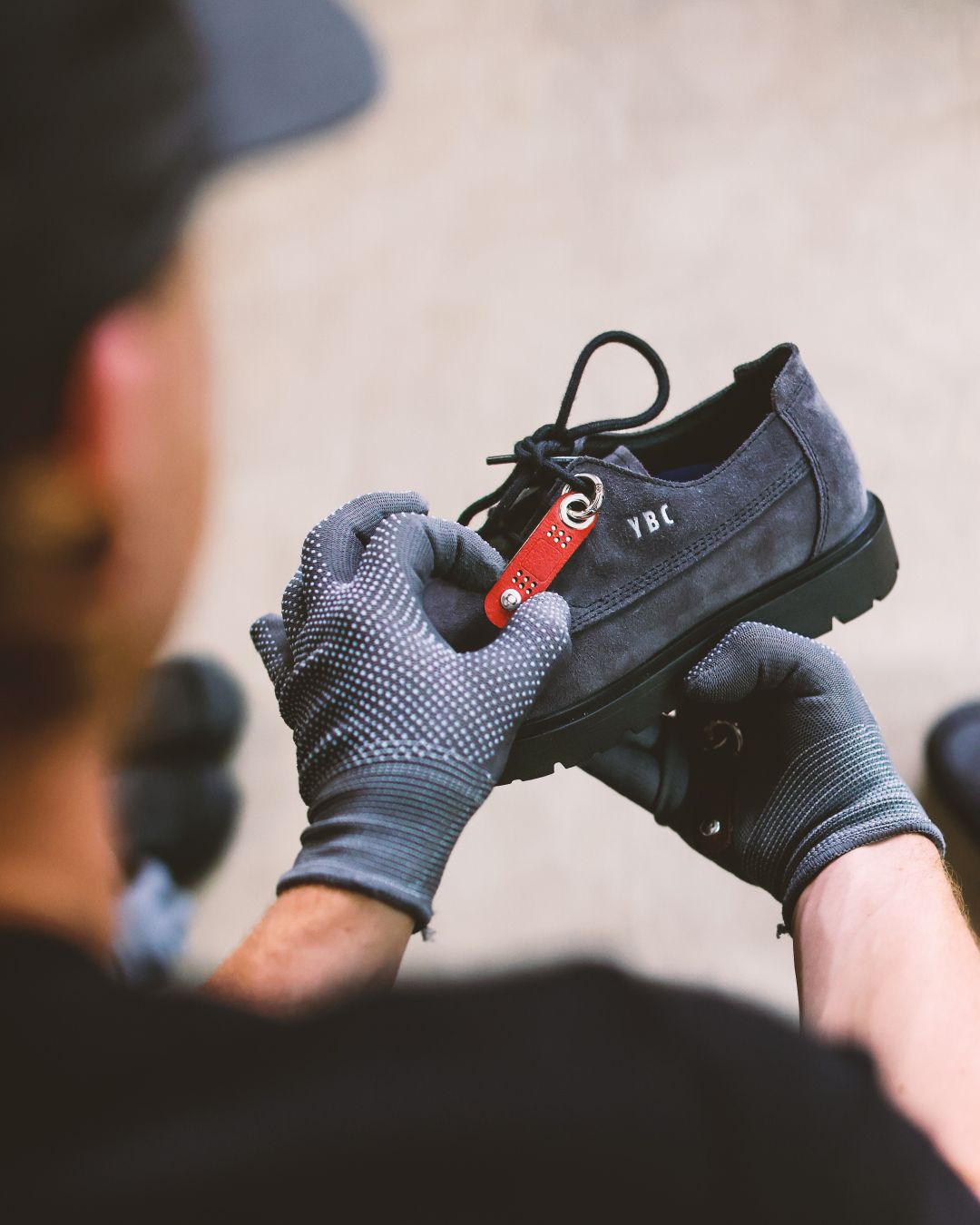 A shoe being personalised during the Birkenstock activation