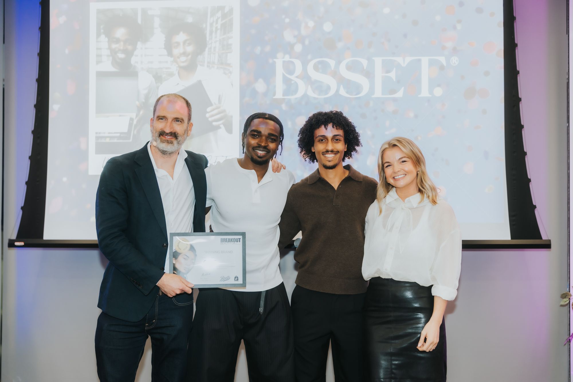 BSSET team at the Boots BREAKOUT Beauty UK awards presentation